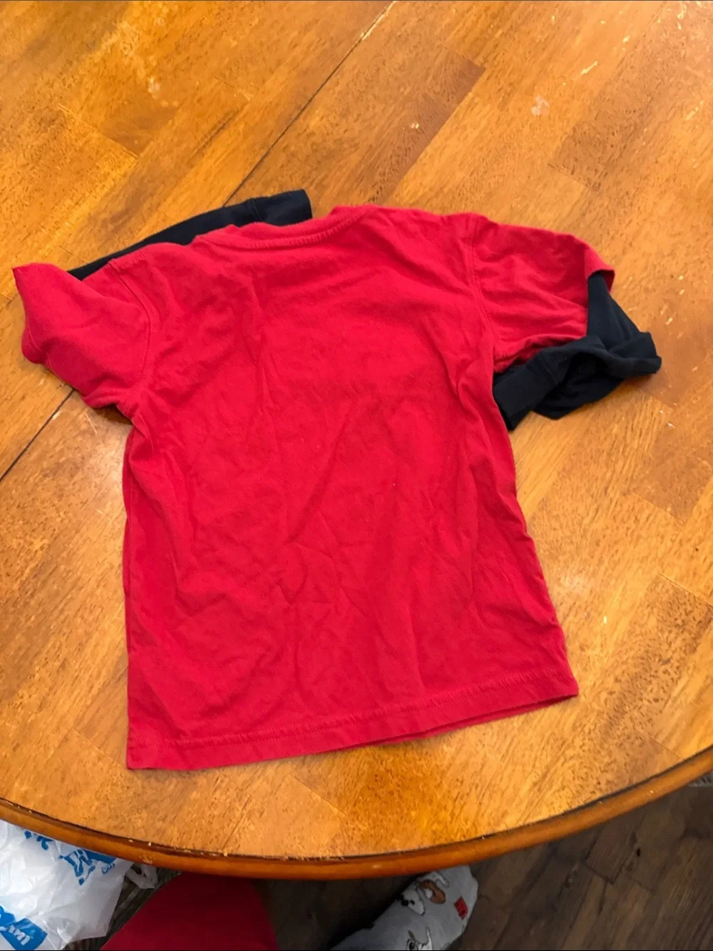 Nike Red Tee with Black Layered Long Sleeves and Multicolor Swoosh